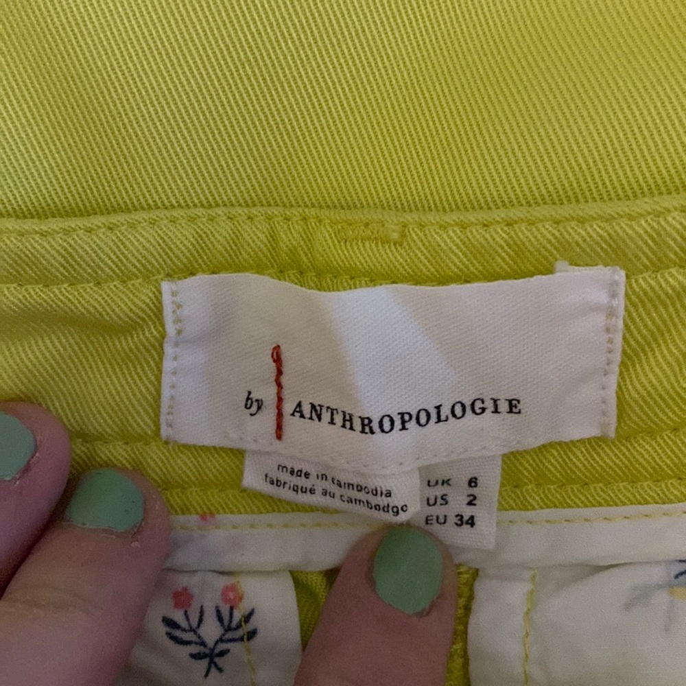 💛 2 💛 NWT Anthro Pants Trousers Wide Leg Bright Low Rise Patch Pockets​ - Picture 5 of 9